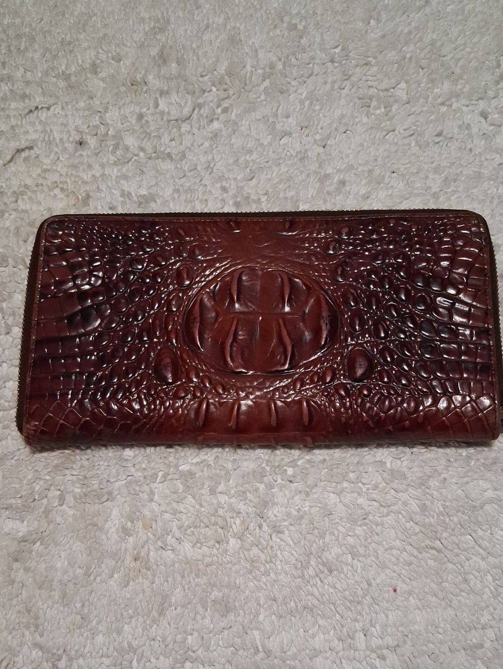 Brahmin Brown Croc-Embossed Zip Wallet